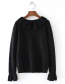 Fashion Black Round Neckline Design Pure Color Sweater