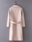 Fashion Light Pink Pure Color Decorated Long Overcoat