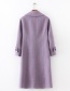 Fashion Purple Long Sleeves Design Pure Color Overcoat
