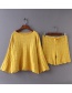 Fashion Yellow Flare Sleeves Design Pure Color Suits