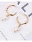 Fashion Silver Color Pearls Decorated C Shape Earrings