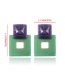 Fashion Purple+green Double Square Shape Design Earrings