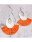 Fashion White Hollow Out Design Oval Shape Earrings