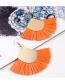 Fashion Orange Pure Color Design Sector Shape Earrings