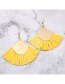 Fashion Yellow Pure Color Design Sector Shape Earrings