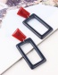 Fashion Claret Red+blue Square Shape Design Long Earrings