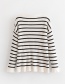Elegant Black+white Stripe Pattern Design Round Neckline Cardigan