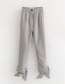 Elegant Gray Bowknot Decorated Pure Color Trousers