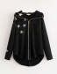 Elegant Black Star Shape Pattern Design Embroidered Coat