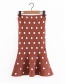 Elegant Brown Dots Pattern Decorated Knitted Fishtail Skirt