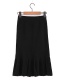 Elegant Black Buttons Decorated Pure Color Knitted Skirt