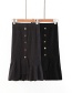 Elegant Black Buttons Decorated Pure Color Knitted Skirt