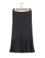 Elegant Black Pure Color Decorated Knitted Skirt