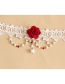 Fashion White+red Flower Shape Decorated Choker