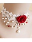 Fashion White+red Flower Shape Decorated Choker