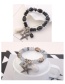 Vintage Gray+white Starfish Pendant Decorated Beads Bracelet