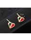 Fashion Gold Color+red Heart Shape Decorated Hollow Out Earrings