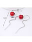 Fashion Red Pearl Decorated Earrings