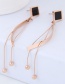 Fashion Rose Gold+black Tassel Decorated Earrings