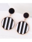 Fashion Black+white Stripe Pattern Decorated Round Earrings