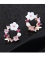 Fashion Pink+white Flower Shape Decorated Earrings