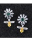Fashion Green+yellow Flower Shape Decorated Earrings