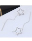 Fashion Silver Color Star Shape Decorated Tassel Earrings
