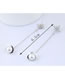 Elegant Silver Color Pearls&diamond Ecorated Long Earrings