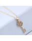 Elegant Gold Color Key Pendant Decorated Long Necklace