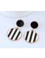 Fashion Black+white Stripe Pattern Shape Design Long Earrings