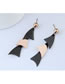 Fashion Black+rose Gold Leaf Shape Design Color Matching Earrings