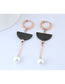 Fashion Black+rose Gold Pearls Decorated Color Matching Earrings