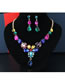 Fashion Multi-color Full Diamond Design Color Matching Jewelry Sets