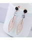 Fashion Rose Gold Hollow Out Oval Shape Decorated Earrings
