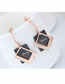 Fashion Rose Gold Double Square Shape Decorated Earrings
