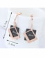 Fashion Rose Gold Double Square Shape Decorated Earrings