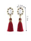 Fashion Red Oval Shape Decorated Tassel Earrings