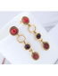 Fashion Red Round Shape Design Long Earrings