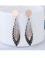 Fashion Rose Gold+black Leaf Shape Design Color Matching Earrings