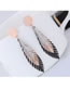 Fashion Rose Gold+black Leaf Shape Design Color Matching Earrings
