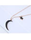 Elegant Rose Gold Moon&star Decorated Long Necklace