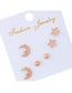 Elegant Rose Gold Moon&star Decorated Pure Color Earrings(6pcs)