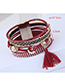 Fashion Claret Red Rivet Decorated Multi-layer Bracelet