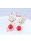 Simple Silver Color+red Wing Shape Decorated Earrings