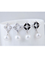 Sweet Black Pearls Decorated Square Shape Earrings