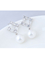 Sweet White Pearls Decorated Square Shape Earrings