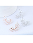 Sweet Silver Color Full Diamond Design Leaf Shape Earrings