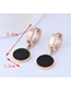 Elegant Rose Gold+black Round Shape Design Simple Earrings
