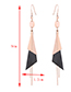 Elegant Rose Gold+black Triangle Shape Design Long Earrings