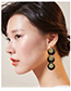 Elegant Rose Gold+black Multi-layer Round Shape Design Earrings
